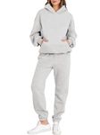 ANRABESS Womens 2 Piece Outfits Lounge Hoodie Oversized Sweatshirt Jogger Sweatpants Y2K Tracksuit Sweatsuit Set Fall Clothes, Light Gray, Medium