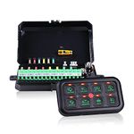 Primelux 8 Gang Boat Switch Panel Automatic Dimmable - 3 Switch Models - Tiny Touch Control Panel Box with Wiring Harness and Label Stickers Compatible with Jeep Wrangler Off-Road Marine Boat ATV