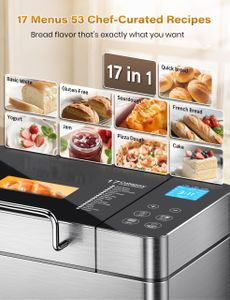 KEEPEEZ Pro 2LB Stainless Steel Bread Maker – 17-in-1, Ceramic Pan, Nut Dispenser