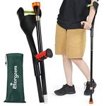 ELorgzem Forearm Crutches, 1Pcs Adjustable Crutches for Adults, Lightweight Crutches for Adults with Cuffs,Can Prevent Slipping, Suitable for Old People, Lame People, Red (Single)