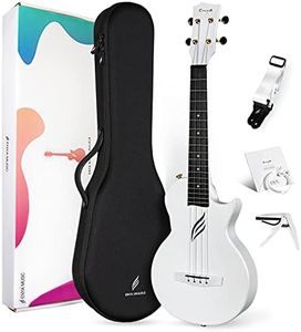 Enya Tenor Ukulele 26 Inch Carbon Fiber Acousticplus Cutaway Travel Ukelele for Beginner Bundle Kit Including Case, Strap, Capo and Strings（Nova UE Pro White）