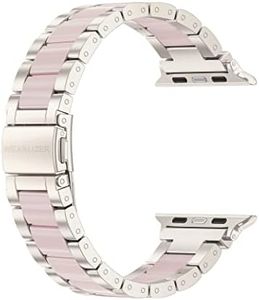 Wearlizer Compatible with Apple Watch Band 38/40/41/42mm Fashion Wristbands Womens, Stainless Steel + Resin Metal Replacement for iWatch Series 11 10 9 8 7 6 5 4 3 SE/Ultra 3 2 1-Starlight+Pink