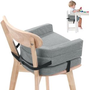 ROYALAY Toddler Booster Seat for Dining Table, Adjustable Height Booster Seat Pad for Kids Chair, 5.3inch Portable Booster Cushion with Straps, Travel Booster Seats for Baby Child Boys Girls(Grey)