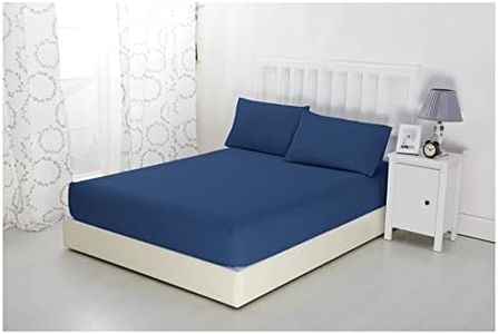 Sonia Moer Super Soft Brushed Microfibre Fitted Sheet - Non-Iron Breathable Bottom Sheet with Strong Elastic Hem- King/Navy