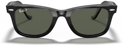 Ray-Ban Unisex RB2140 Original Wayfarer Sunglasses, Polarized Green Classic 901/58, 54 mm, Black