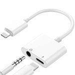 [Apple MFi Certified] iPhone Headphone Adapter & Splitter, 2 in 1 Lightning to 3.5mm AUX Audio Stereo & Charge Cable for iPhone 14/13/13 Pro/12/11/XS/XR/X/8/iPad/iPod