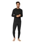 DANISH ENDURANCE Thermal Underwear Mens & Womens Set, Long Johns for Men & Women, Unisex Base Layer Set Top & Bottom Black, L