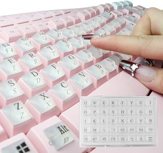 Ivaso 80 Pcs Keyboard Sticker for Long Nails Typing and Gaming, Symbolic and Alphanumeric Sticky Silicone Keys for Keyboards and Laptop (Translucent)