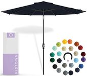 MIDTOWN UMBRELLAS The Swilt 10 Feet Outdoor Umbrella With Sunbrella Canvas Navy Acrylic Fabric - Fiberglass Ribs, Auto-Tilt And Swivel Aluminum Frame Patio Umbrella For Deck, Garden, Pool - Black Pole