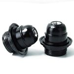 Mufasa E27 Holders, Screw Type Holders with Ring, Black, Perfect For Lamp Shades, Hanging Pendants, DIY Enthusiasts, Home Projects- Pack of 2