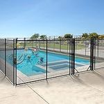 YITAHOME Pool Fence Gate, 4 x 3.2Ft Pool Safety Fence Gate Kit with Steel Aluminum Pipe Frame for Above Ground Pools, Black