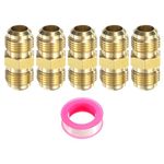 PATIKIL 3/8 Inch Male Flare x 3/8 Inch Male Flare Connector, 5Pcs SAE 45 Degree Flare Brass Adapter Union Tube Coupler Flare Pipe Fitting for Air Gas Line Refrigeration HVAC