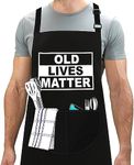 LINEN CLOSET® Adjustable Bbq Aprons for Men Funny Chef Aprons Christmas Grilling Gifts for Dad Son Father Husband with 2 Pockets- Old Lives Matter Apron