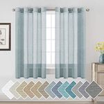 H.VERSAILTEX Natural Linen Semi Sheer Curtains Soft Semi Sheer Curtain Panels for Living Room/Nickel Grommet Window Treatment Curtains for Bedroom (52" W x 63" L, 1 Pair, Teal)