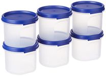 Amazon Brand - Solimo Slim Storage Container, Set of 6 (285 Ml Each), Plastic, Blue