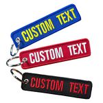 Custom Keychain, Personalized Keychain 1 Pieces Custom Key Tag Embroidery Car Key Chains Double Side Keyring Accessories for Car, Motorcycle, Scooter, ATV, UTV