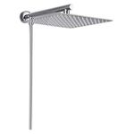 Rozin Wall Mount 12 inch Rainfall Square Shower Head with Shower Arm Shower Hose Stainless Steel Chrome Finish