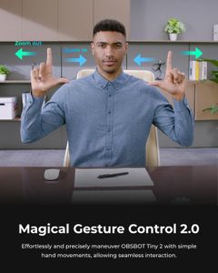 OBSBOT Tiny 2 4K PTZ Webcam – AI Tracking, Voice & Gesture Control, HDR, 60FPS