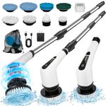 Electric Spin Scrubber, Cordless Cleaning Brush with 8 Replaceable Heads. 2 Adjustable Speeds Power Scrubber Brush for Bathroom Tub, Floor, Car, Kitchen. Unique Gift for Women Wife Grandma Friend