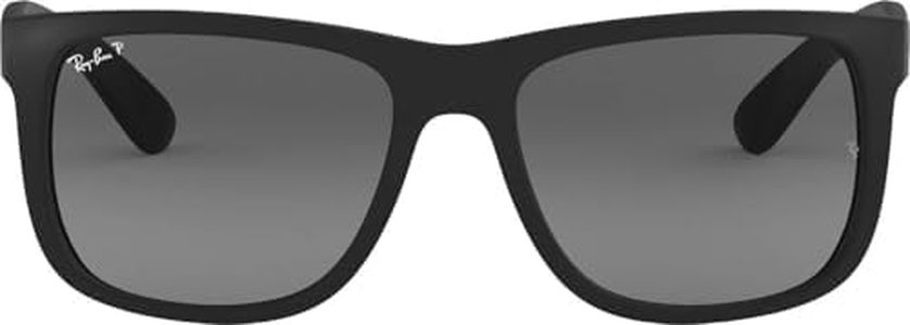 Ray-Ban, Justin RB4165, Unisex Classic Sunglasses, Ray-Ban Polarized Sunglasses, Plastic Frame, Square Sunglasses, Prescription-Ready Glass Lenses, Made in the USA, 54 mm Frame