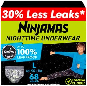 Pampers Ninjamas, Bedwetting Overnight Diapers Disposable Underwear, Nighttime Training Pants Boys, FSA HSA Eligible, 68 Count, Size L/XL (64-125 lbs), Packaging & Prints May Vary