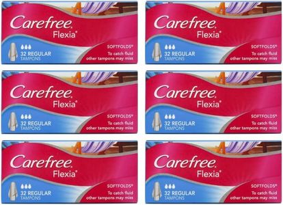 Carefree Flexia Softfolds Regular Tampons 32 Count x 6 Pack