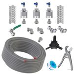 KOUTIANWU Compressed Air Piping System 3/4 inch x 100 Ft Tubing, Shop Air Line Kit for Garage Air Compressor Accessories Kit with Grey HDPE-Aluminum Hose and Aluminum Outlet Blocks 200Psi