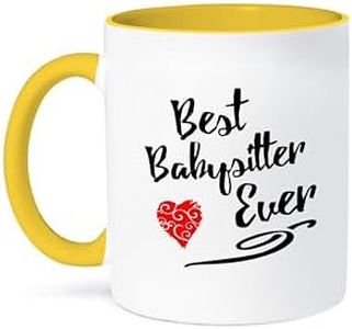 3dRose 241106_8 Best Babysitter Ever Design in Black Text with Red Swirly Heart Mug, 11 oz