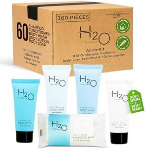 H2O Therapy Hotel Soaps and Toiletries Bulk Set | 1-Shoppe All-In-Kit Amenities for Hotels & Airbnb | .85oz Hotel Shampoo & Conditioner, Body Wash, Body Lotion & 1 oz Bar Soap Travel Size | 300 Pieces