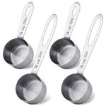 4Pcs 1/8 Cup Measuring Cup, 30ml Scoop, Stainless Steel Measuring Cups, Coffee Scoops, Measuring Scoops for Canisters Tablespoon Measure Spoon, Short Handle & Long Handle Cooking Measuring Scoop(30ML)