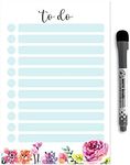 Dry Erase to Do List Vinyl Whiteboard Sticker Decal by Glassboard Studio | Removable & Reusable | Magnetic Fine-Tip Marker Included (6 x 9 inches, Floral)