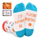 HAPPYPOP Softball Gifts For Girls - Softball Soccer Basketball Hockey Volleyball Gifts For Kids Boys Girls Socks, I'd Rather Be Playing Basketball, 10-12 Years