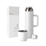 Simple Modern 36oz Insulated Hot Beverage Bottle with 2 Mugs | Travel Coffee Thermos for Hot Drinks | Twist and Pour Top | Commute, Travel, and Picnic Friendly | Roam Collection | Winter White