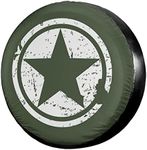 KiuLoam US Army Green Star Spare Tire Cover Polyester Universal Sunscreen Waterproof Wheel Covers for Trailer Rv SUV Truck and Many Vehicles (17" for Diameter 31"-33")