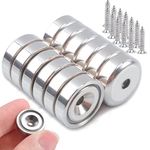 MIN CI 12Pack Magnets Strong, Neodymium Magnets 20lbs Pulling Force, 16mm Round Magnets with Countersunk Hole and Screws in Magnets Rare Earth Magnets, Magnets for Crafts