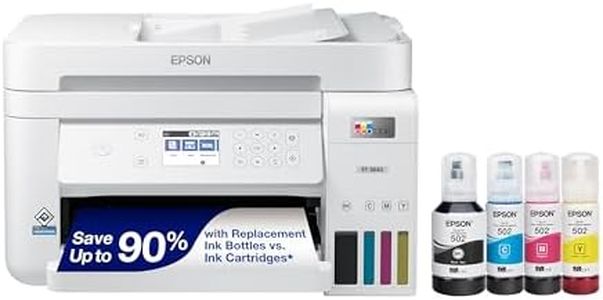 Epson EcoTank ET-3843 Wireless Color All-in-One Cartridge-Free Supertank Printer with Scanner, Copier, ADF and Ethernet-for The Ultimate Home Office, White