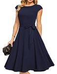 DRESSTELLS Women's Cocktail Dress, Summer Formal Wedding Guest Dress, Modest Graduation Prom Dress, Vintage Tea Party Casual Dress 2024 Navy L