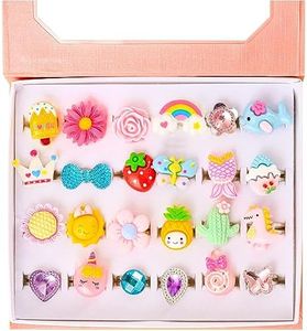 nutty toys Little Girl Jewel Rings, 24 Adjustable Kids' Dress Up Pretend Play Jewelry Set, Best Birthday & Top Christmas Gifts Unique Stocking Stuffers Presents for Girls Age 5 6 7 8 9 10 11 Year Old