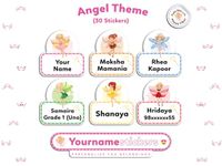 Your Name Stickers | Personalized Name Stickers (Add Your Name) | 30 Waterproof Customized Labels for Kids | 3 Different Sizes (S, M, L) | Ideal for Lunchbox, Crayons, Books, etc. (Pack of 1, Angels)