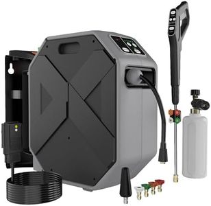 DECOKTOOL Wall Mounted Pressure Washer - 5000 PSI, 3.6 GPM Electric Power Washer with 100FT Retractable Hose, 5-Stage Adjustable Pressure, Foam Cannon & 5 Nozzles for Car, Lane, Patio Cleaning, Black