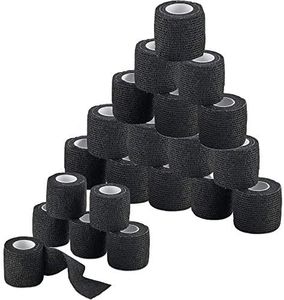Self-Adherent Cohesive Bandage - 24 Rolls Bulk - 2" Wide x 5 Yds Athletic Sports Tape for Medical Use, Sports, First Aid and Helps Protect Skin, Black