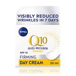 NIVEA Q10 Anti-Wrinkle Power Firming Day Cream SPF 15 (50ml), Anti-Wrinkle Face Cream with Skin Identical Q10 and Creatine, Face Cream for Wrinkles