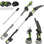 V-MODEST 4-in-1 Pole Saw & Electric Pruning Shears, 8 Inch Pole Saws for Tree Trimming, Cordless Pruning Shears with 15ft Max Extension Pole, 2 * 4.0Ah Battery Powered Pole Saw Pole Pruner for Garden