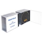 BOATISLE Standard Single Clear CD Jewel Case - Pack of 15, cd holder case with Assembled Black Tray