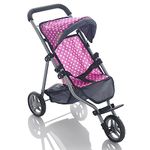 Molly Dolly My First 3 Wheeler Doll's Pushchair - Collapsible Toy Pram For Girls - Dolls Toy Buggy - Doll Stroller For 2, 3, 4, 5 Year Olds