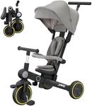 JMMD Baby Tricycle, 7-in-1 Multifunctional Kids Trike with Adjustable Parent Handle, Safety Harness & Wheel Brakes, Removable Canopy, Stroll Trike for Boys & Girls Ages 18 Months-5 Years, Black