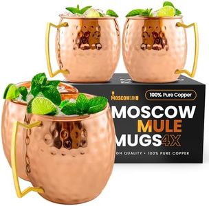 Moscow-Mix Moscow Mule Mugs - 100% Pure Copper Mugs Set of 4 - Food Safe 16 oz Premium Moscow Mule Cups Set of 4 - Solid Copper Cups for Drinking - Handcrafted Premium Gift