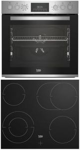 Beko BBUM12328X Einbauherdset Multifunktionsofen 8 Heizarten 72 l, Glaskeramik Kochfeld, SteamShine-Reinigungsfunktion, Edelstahl