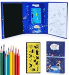 SUPER TOY 2in1 Drawing Colouring Scratch Book with 8 Pencil Colors for Kids 3 6 12 Years Boys Girls Birthday Gift Educational Pre-School Art Craft Pad Supply Set