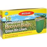 Biosak 10 Compostable Bags Green Bin Liners - 25 inches x 30 inches (51 Liter) - 1 Pack